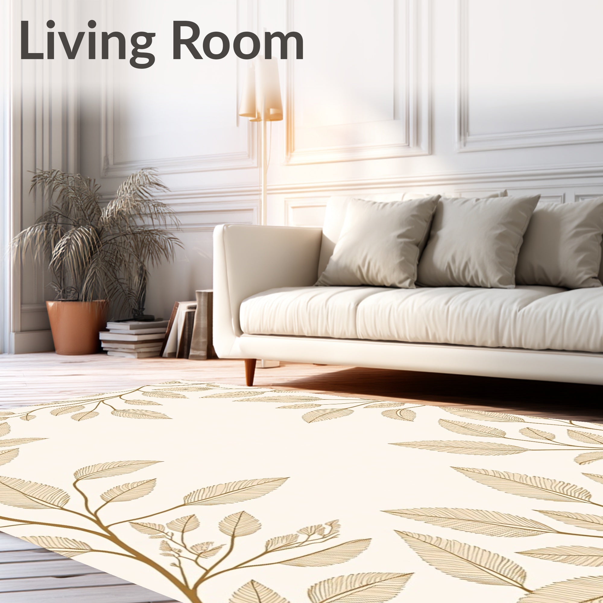 Elegant Leaf Vines Design Rug