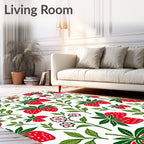 Fresh Strawberry and Leaf Pattern Rug
