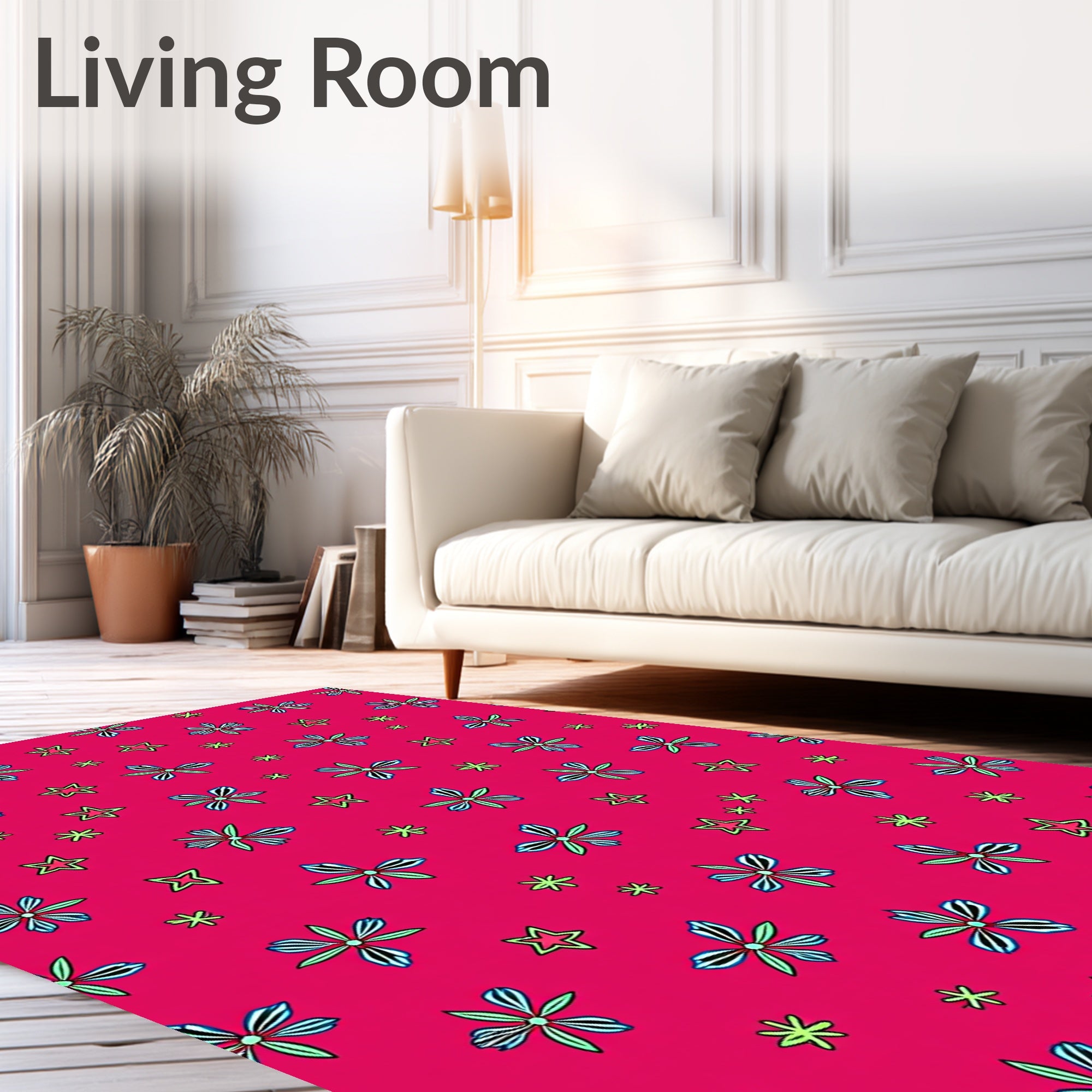 Playful Flower Star Pattern Rug