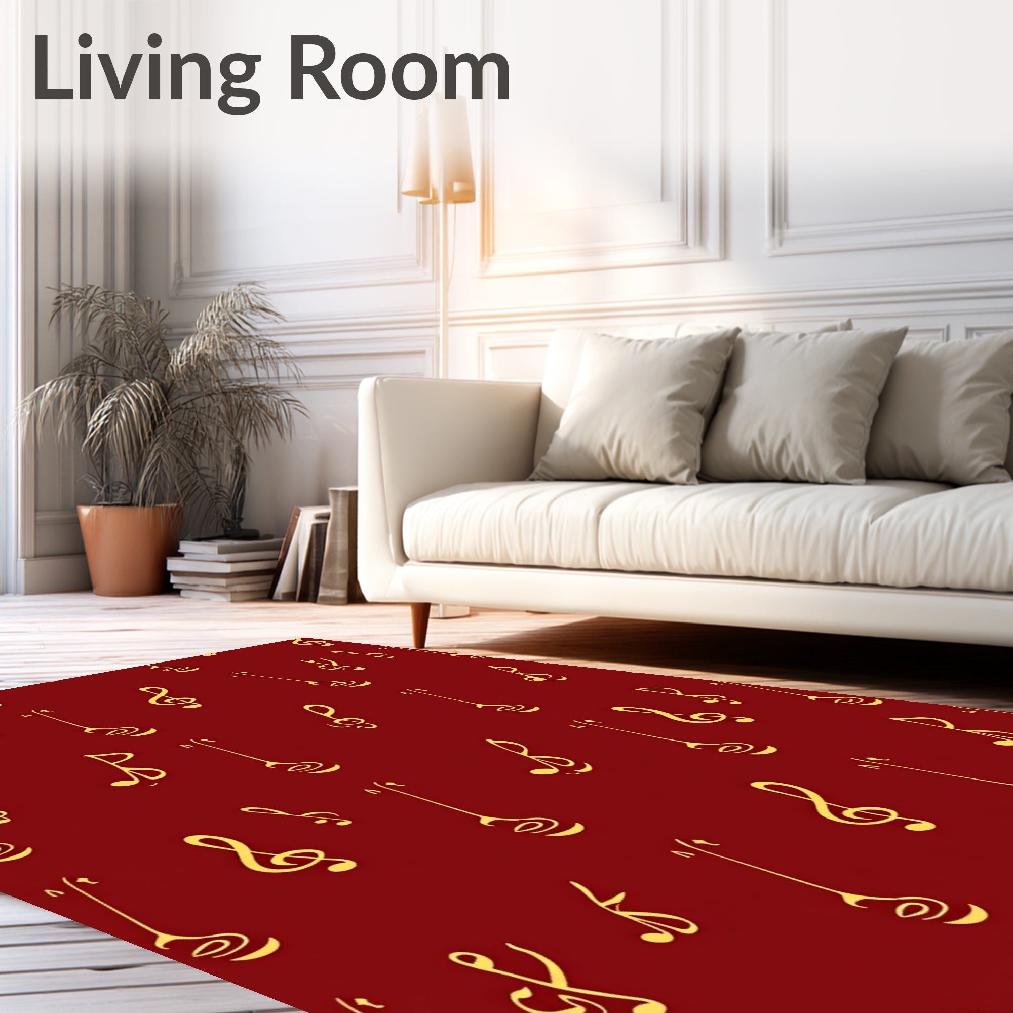 Golden Music Note Pattern Rug