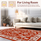 Terracotta Medallion Floral Swirl Design Rug