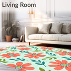 Coral Floral Leaf Pattern Rug