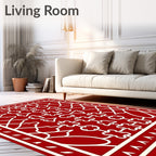 Ornate Red Cream Geometric Lattice Rug
