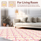 Elegant Pink Cream Geometric Pattern Rug