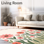 Pink Floral Garden Pattern Rug