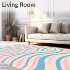 Pastel Blue Pink Wavy Stripes Rug