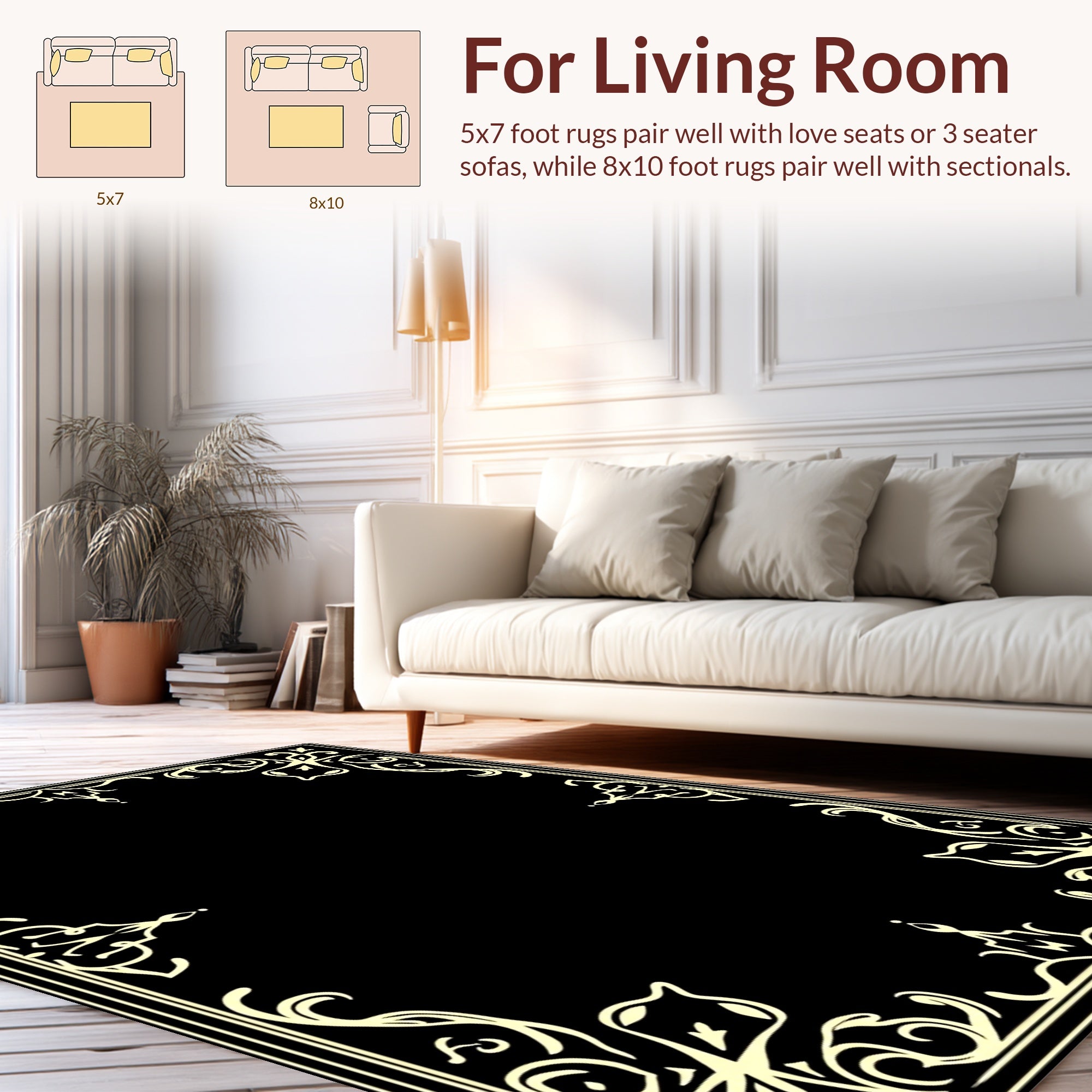 Ornate Scrollwork Elegance Frame Rug