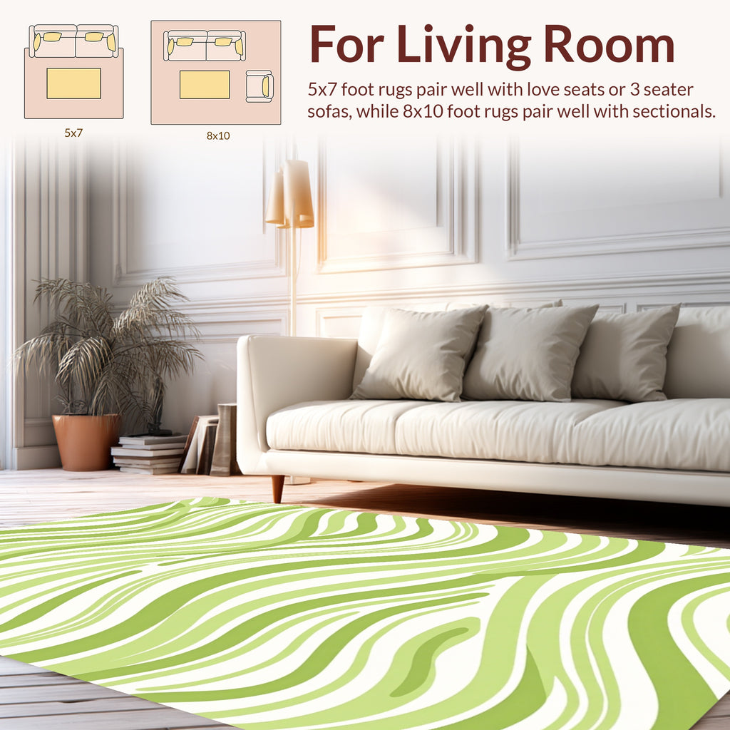 Fresh Green Wavy Stripe Pattern Rug