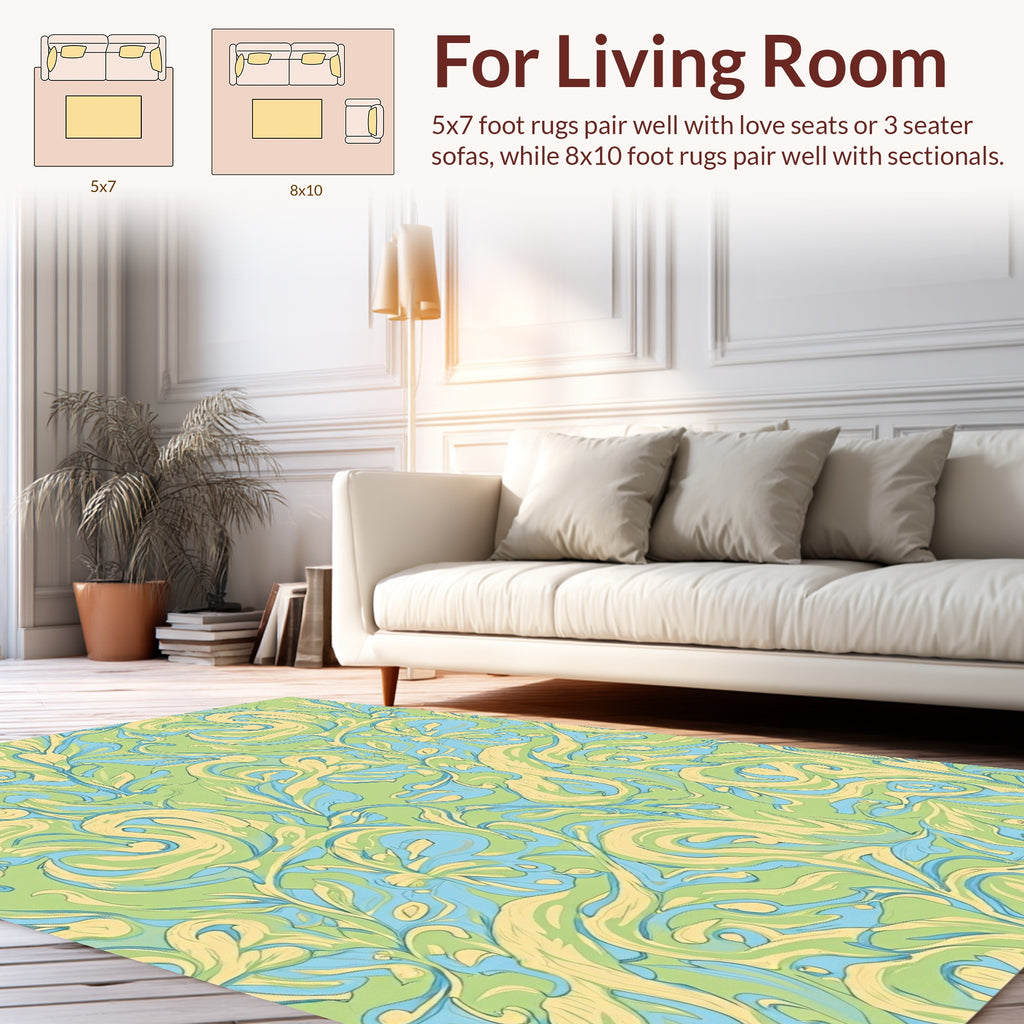 Whimsical Swirls Floral Pattern Rug