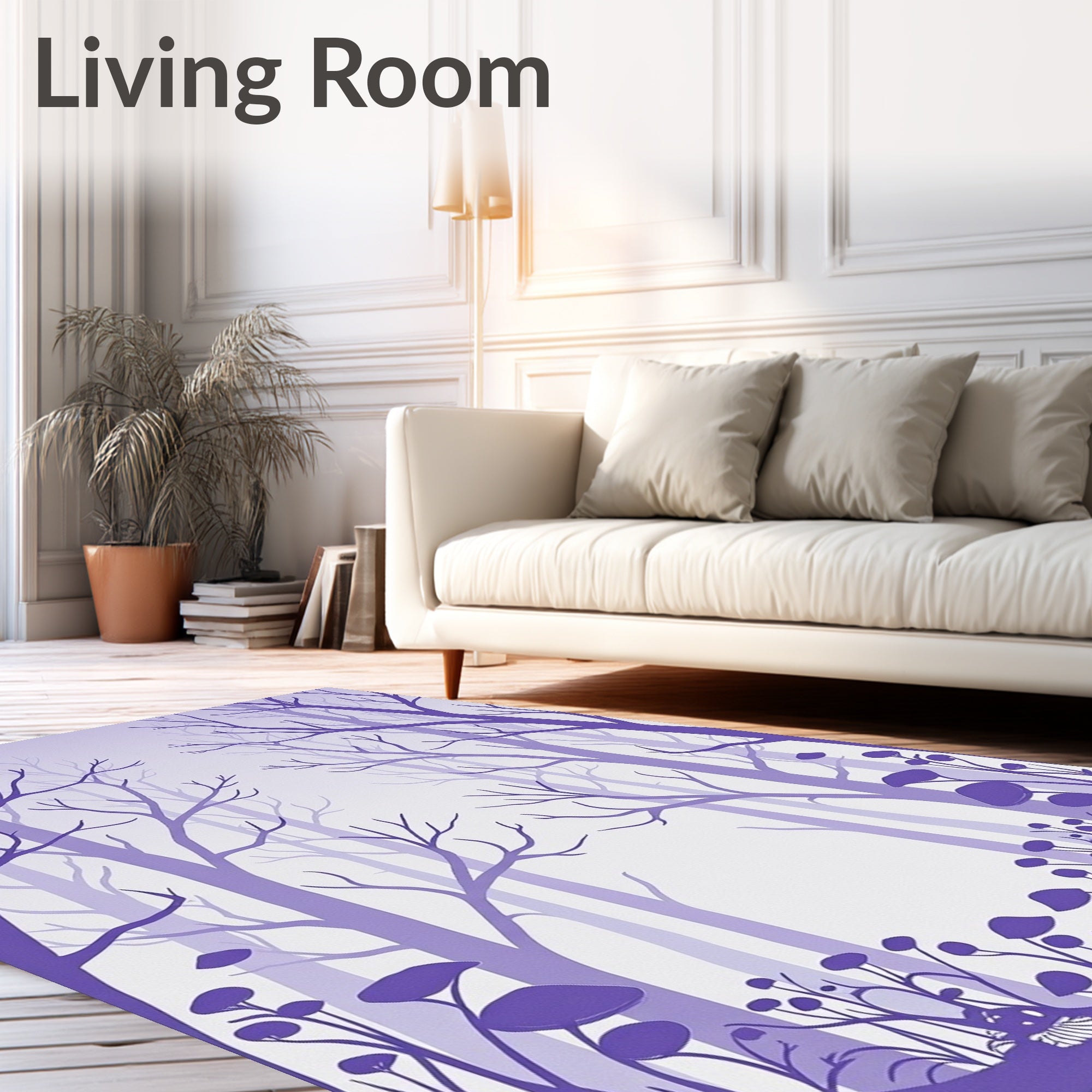 Lavender Forest Silhouette Whimsical Rug