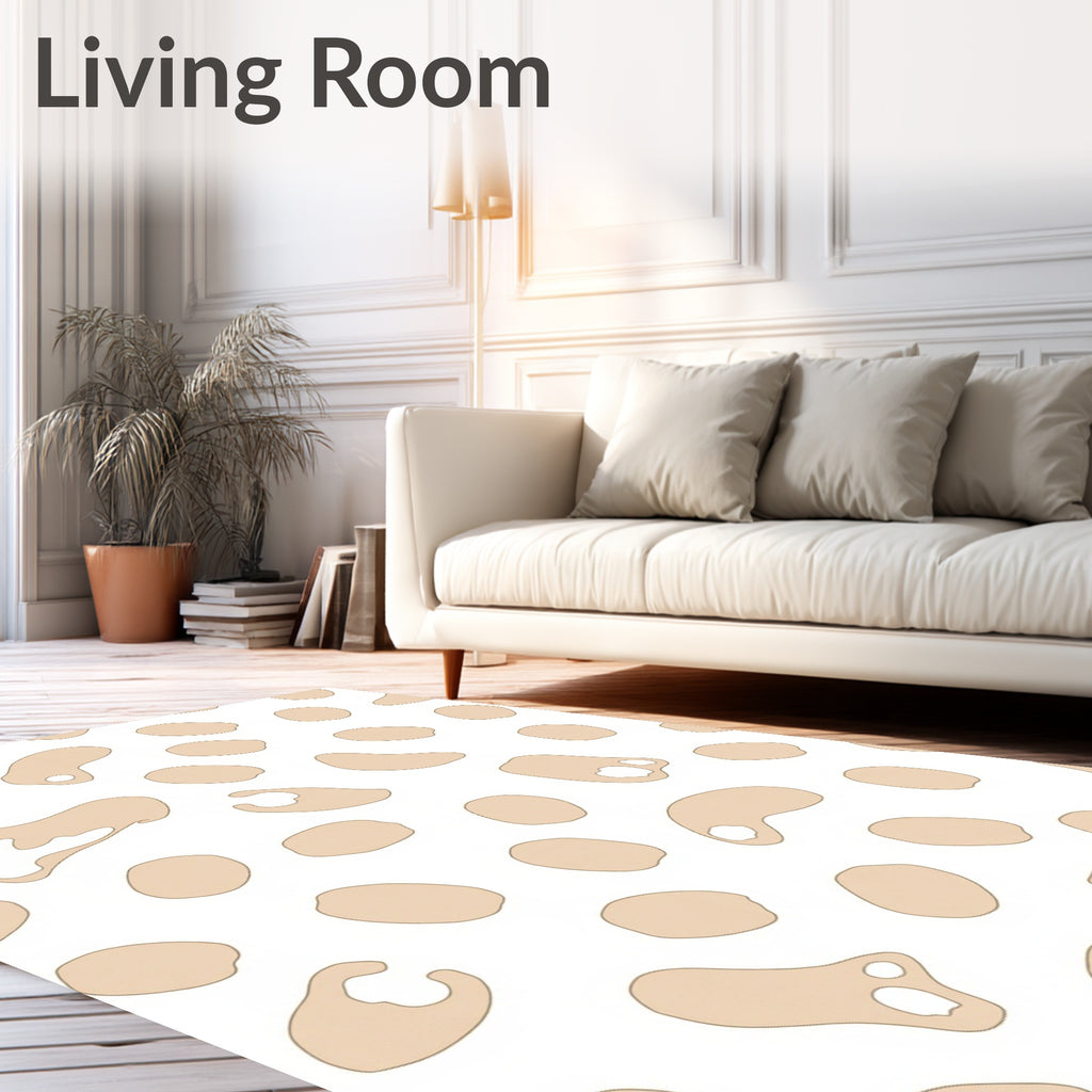 Abstract Beige Irregular Shapes Pattern Rug