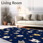 Cute Cat And Star Pattern Rug