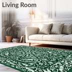Emerald Green Floral Medallion Symmetry Rug