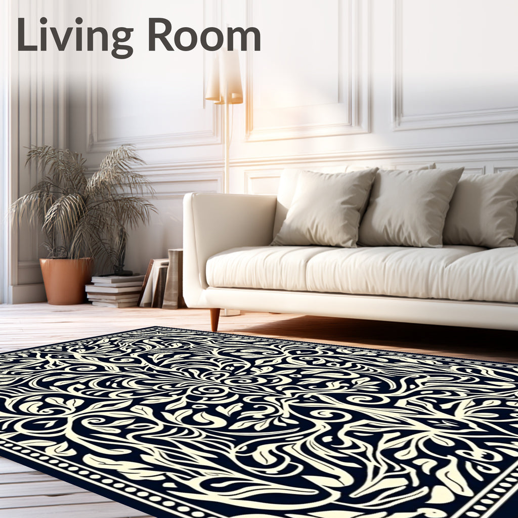 Elaborate Floral Symmetry Design Rug