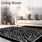 Black White Geometric Art Deco Rug