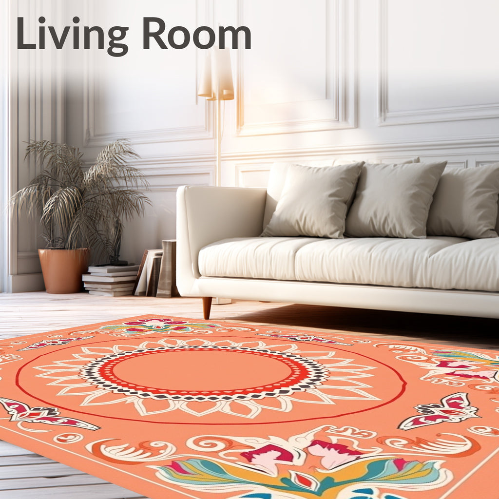 Colorful Floral Sunburst Medallion Design Rug