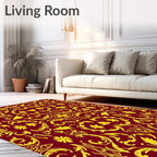 Ornate Gold Floral Vines Rug