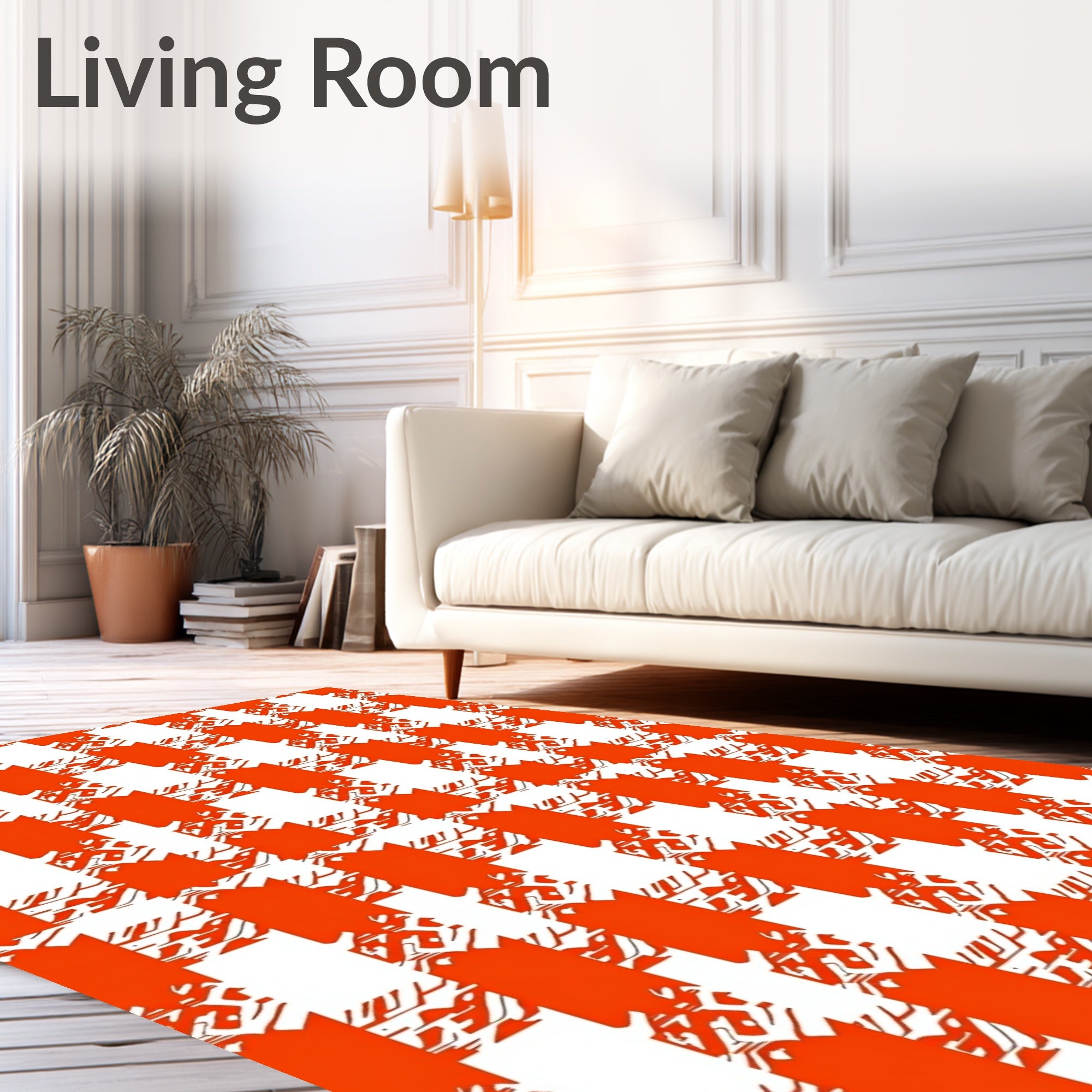 Red White Gingham With Texture Rug