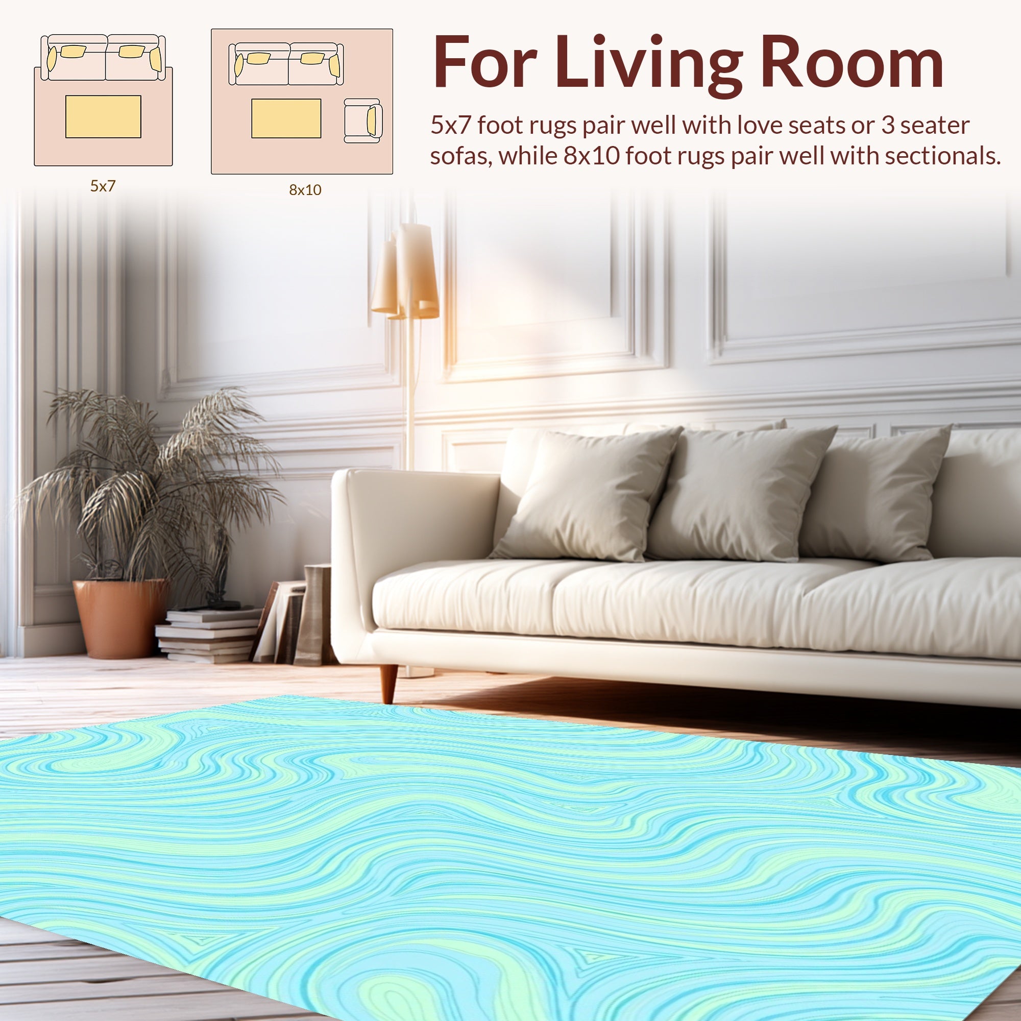 Abstract Swirls Of Light Blue Rug