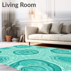Abstract Teal Swirl Pattern Rug