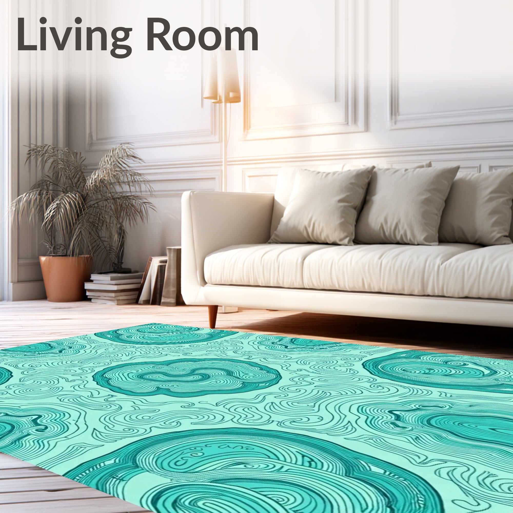 Abstract Teal Swirl Pattern Rug