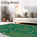 Emerald Green Golden Feather Forest Rug