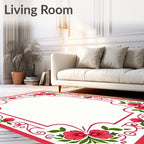 Red Floral Vine Whimsical Rug