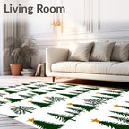 Dark Green Christmas Trees Gold Star Rug
