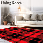 Red Black Buffalo Plaid Pattern Rug