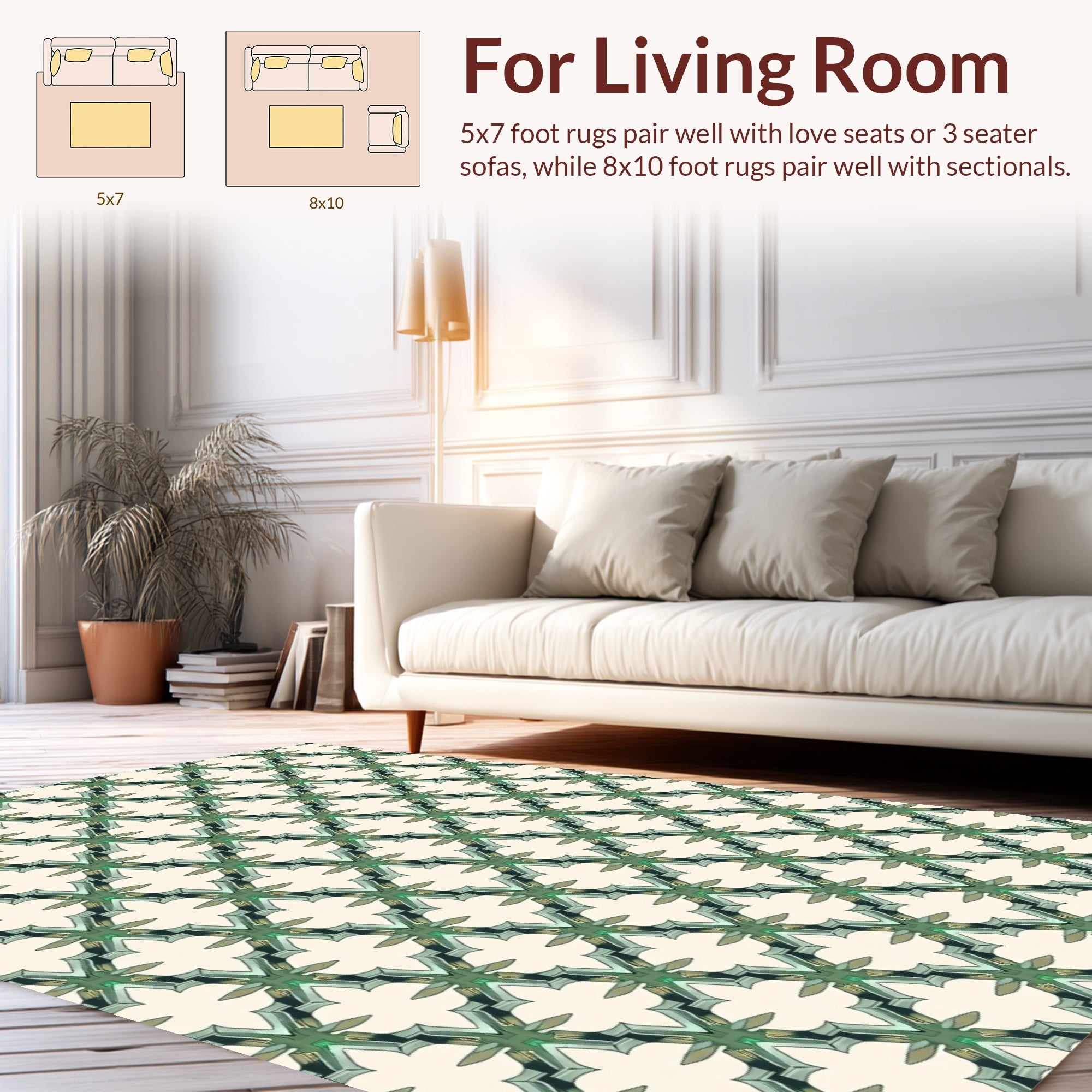 Green Geometric Lattice Pattern Rug