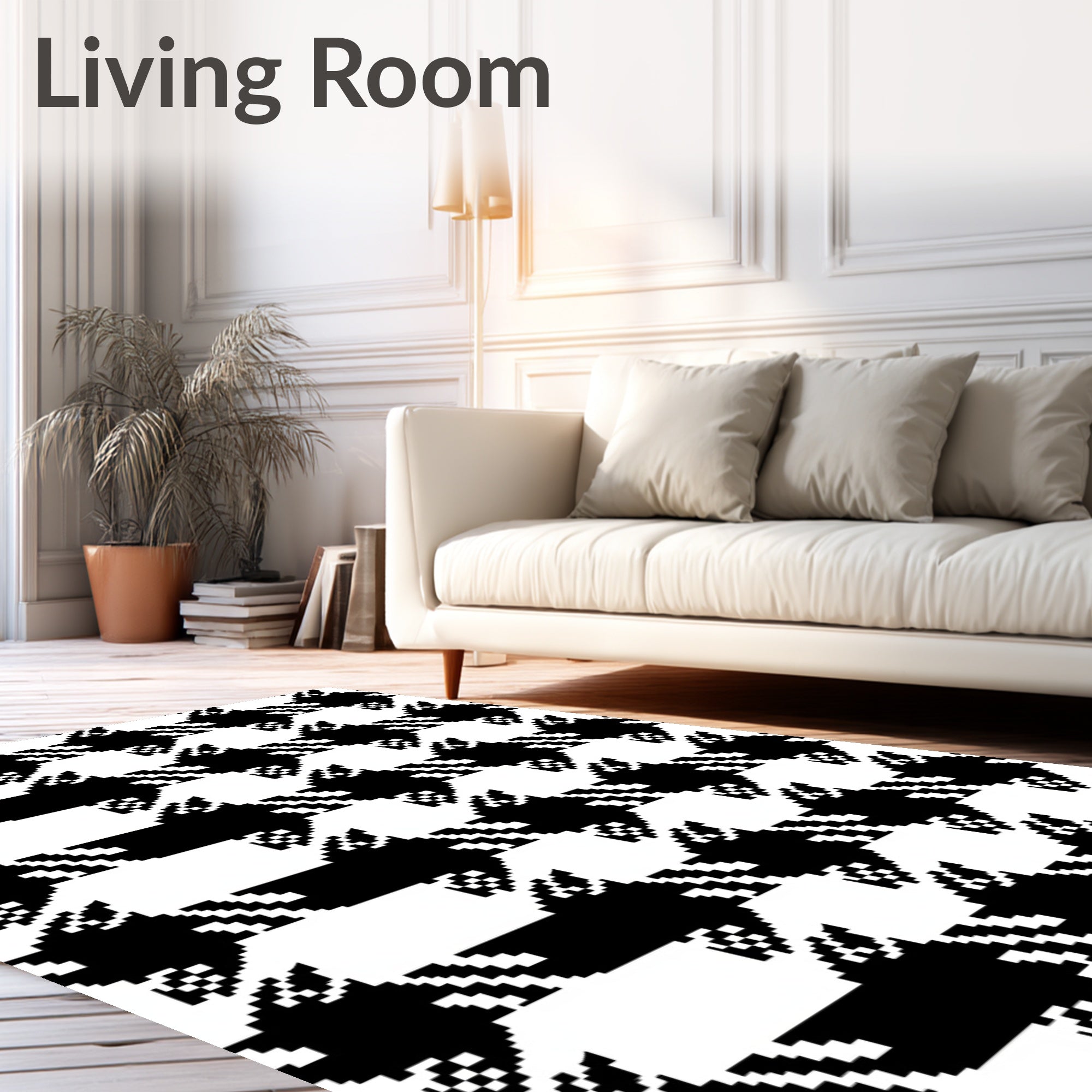Classic Houndstooth Patterned Design Rug