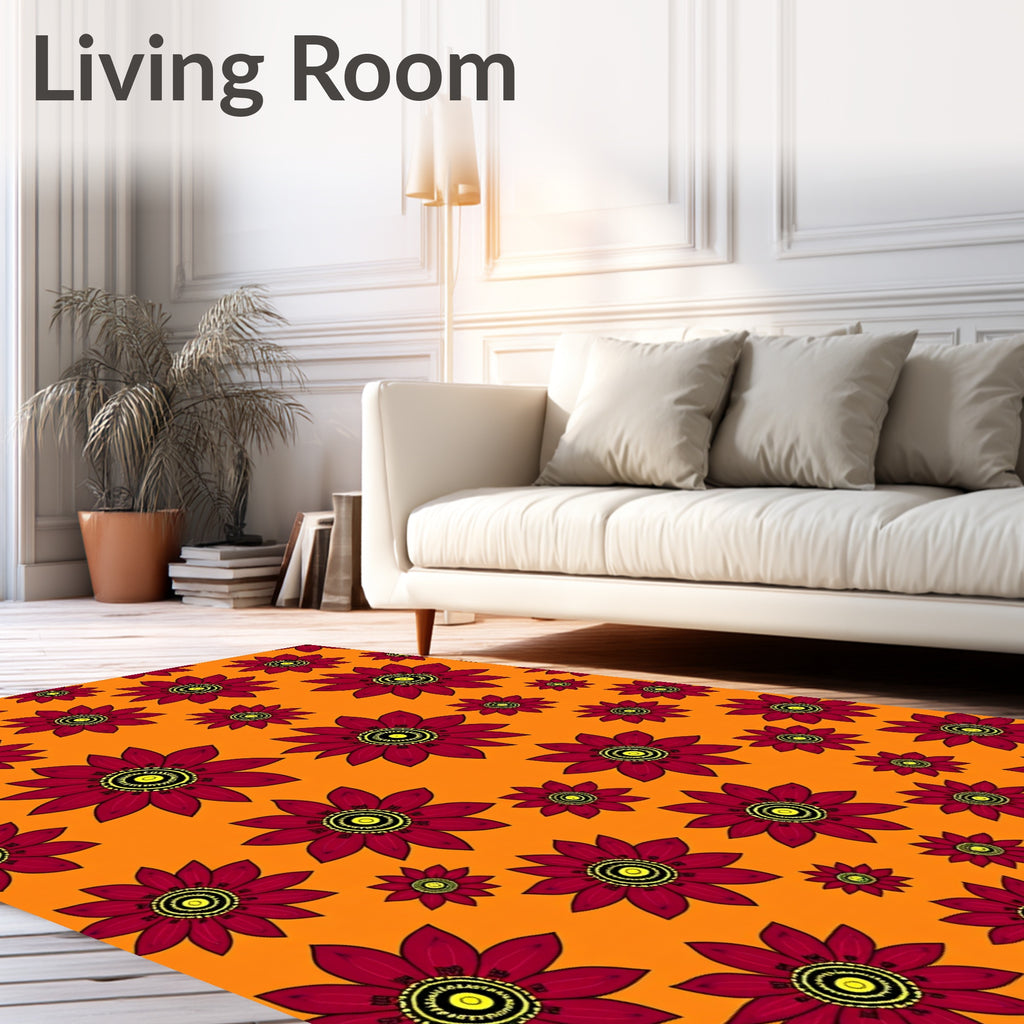 Vibrant Floral Pattern With Yellow Center Rug