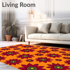 Vibrant Floral Pattern With Yellow Center Rug