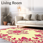 Crimson Floral Symmetry Pattern Design Rug