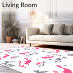 Pink Gray Whimsical Abstract Shapes Rug