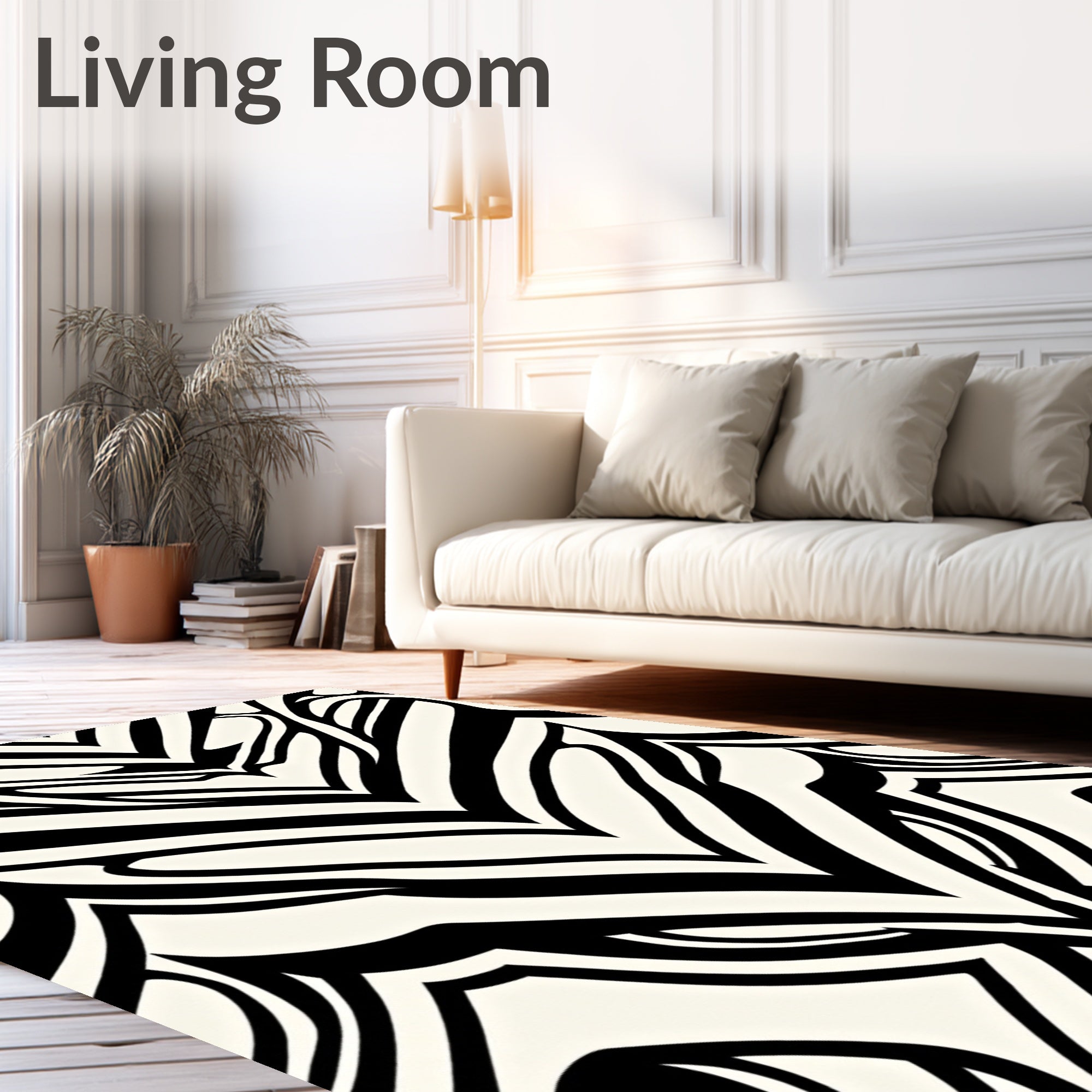 Bold Black White Abstract Pattern Rug