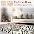 Fluid Black Lines Abstract Pattern Rug