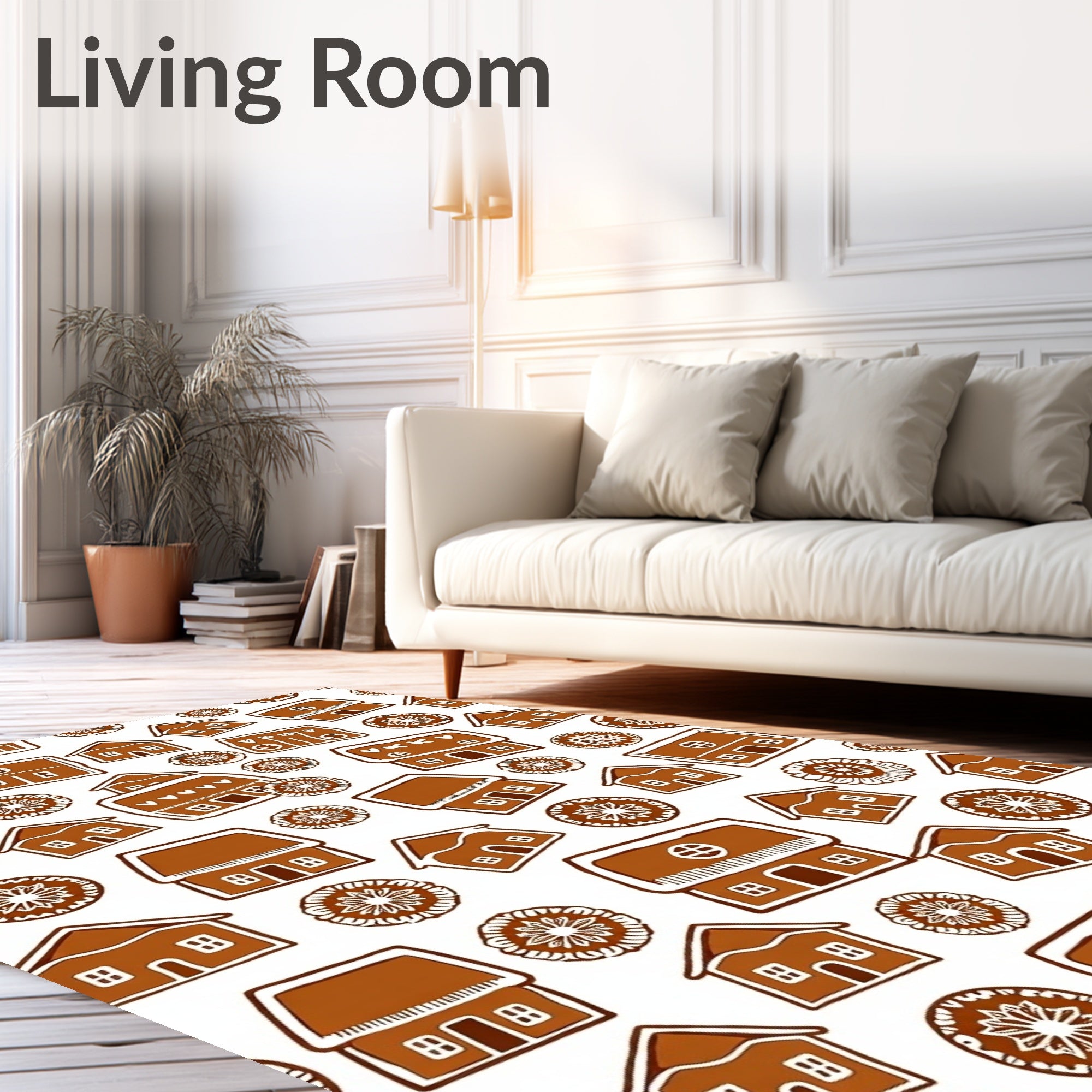 Gingerbread House Star Pattern Design Rug