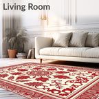 Classic Red Floral Border Design Rug