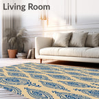 Deep Blue Organic Leaf Forms Rug