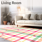 Colorful Plaid Heart Pattern Rug