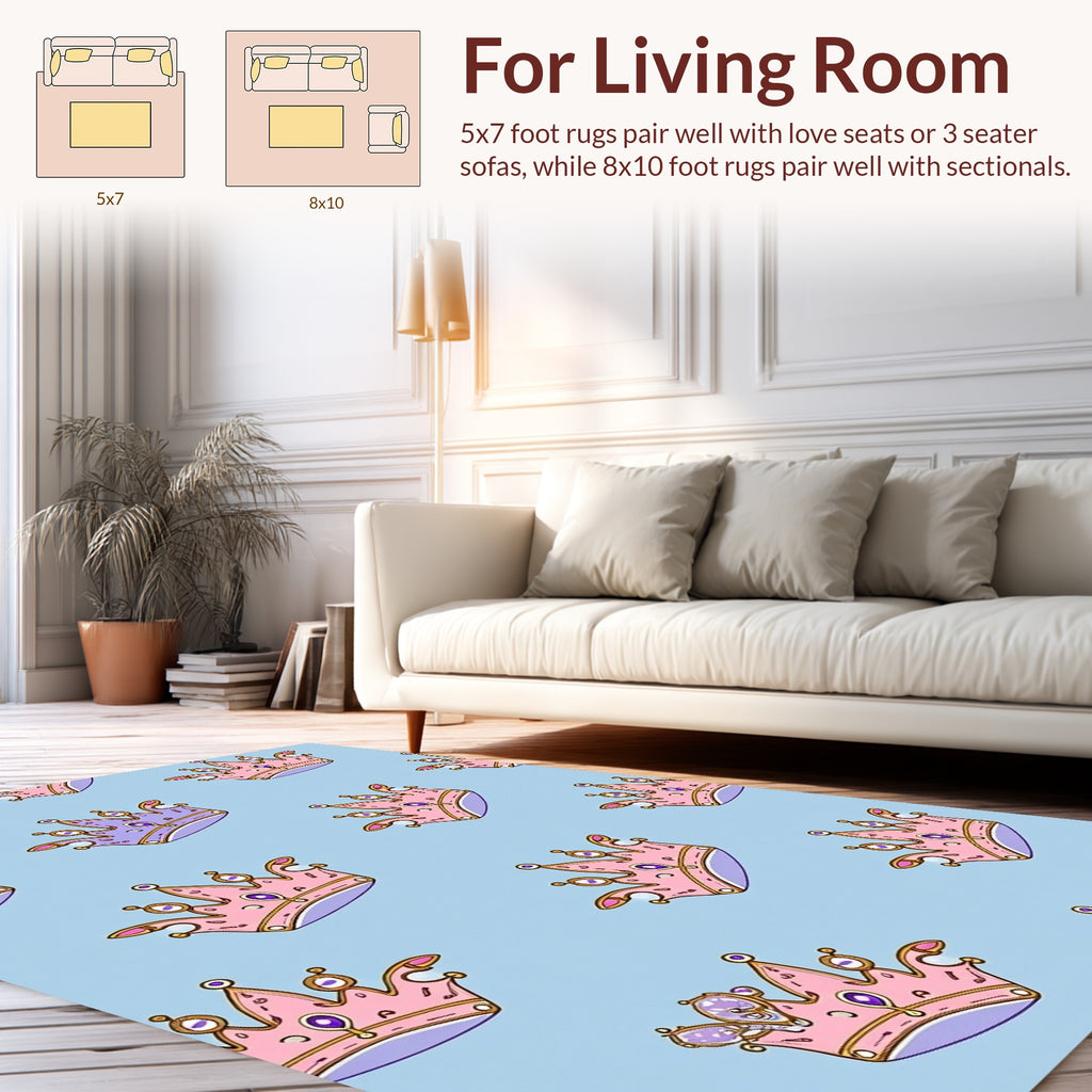 Pink Purple Crown Patterned Design Rug