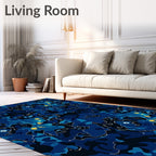 Deep Blue Abstract Organic Design Rug
