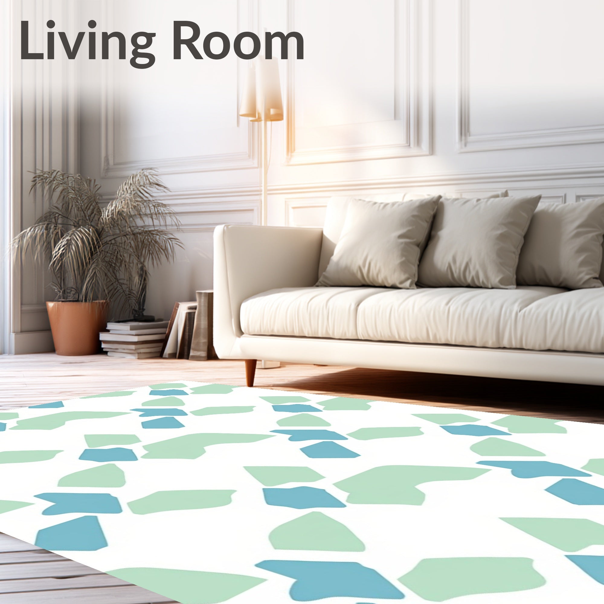 Abstract Geometric Pattern Aqua Mint Rug