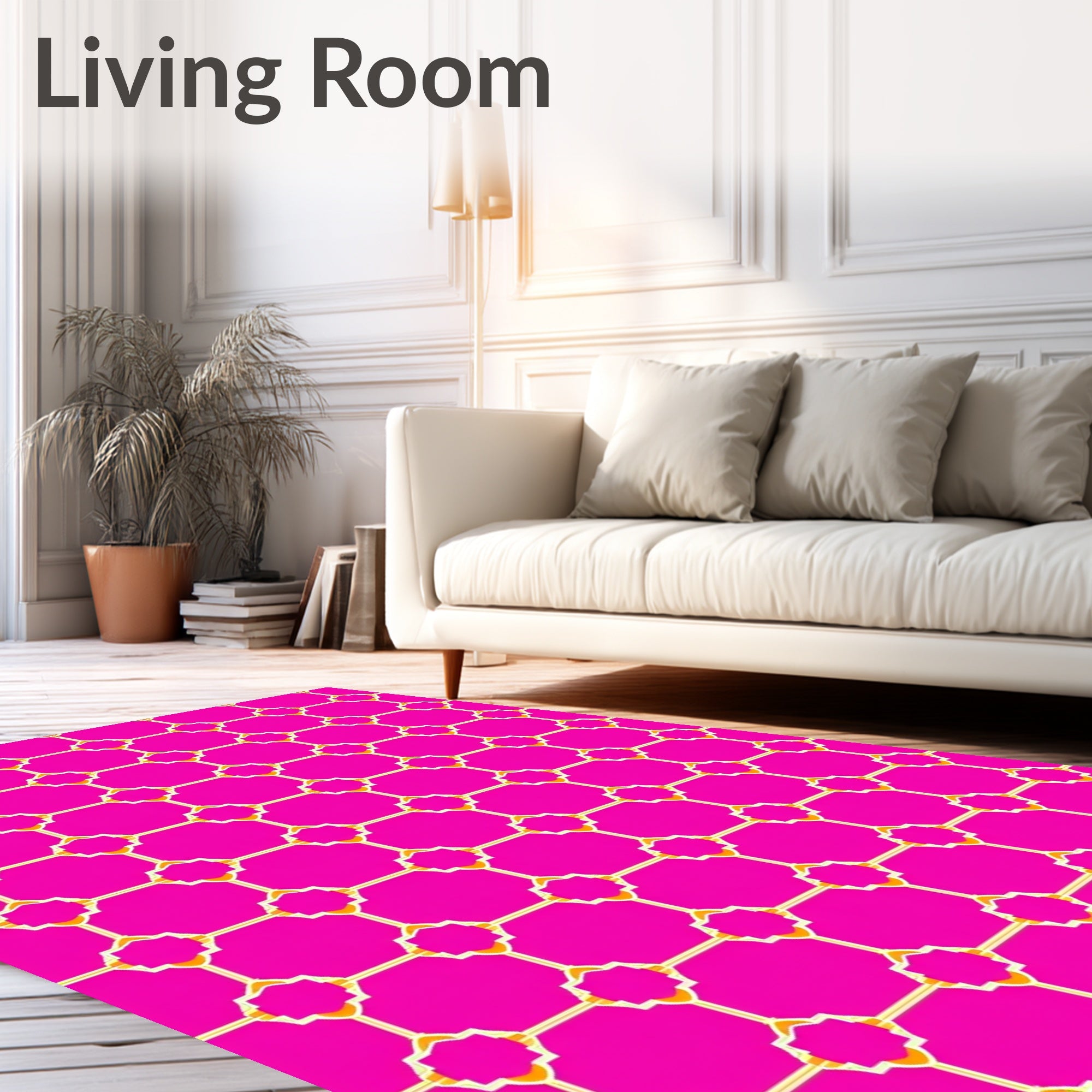 Bright Hot Pink Geometric Lattice Design Rug