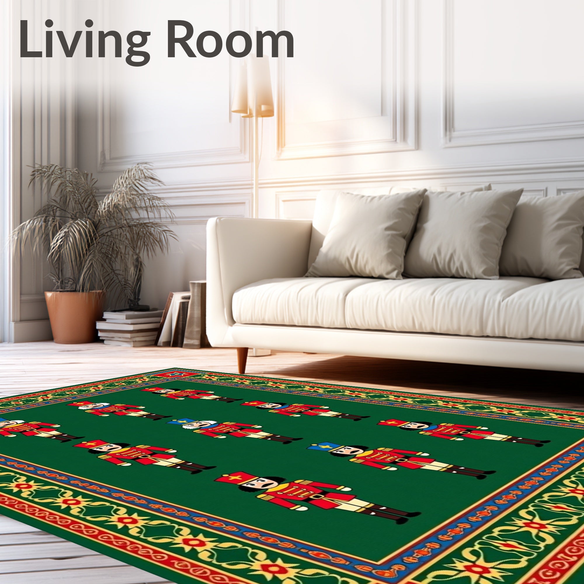 Nutcracker Soldier Pattern Border Rug