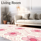 Pink Cherry Blossom Floral Pattern Rug