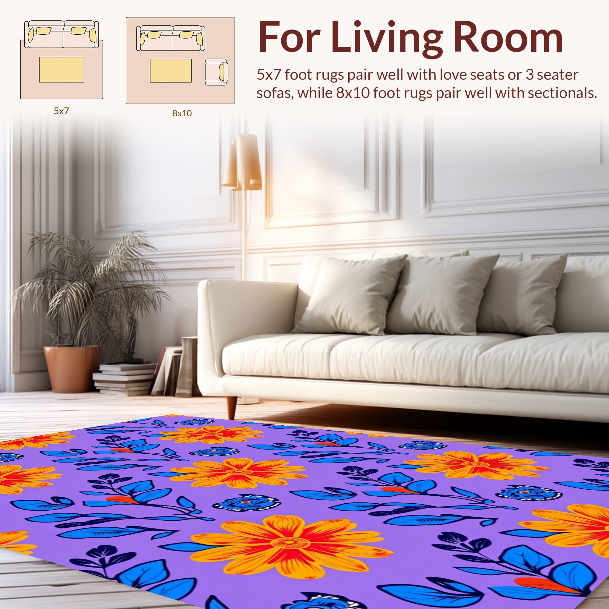 Vibrant Floral Pattern Design Rug