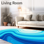 Aqua Swirl Patterned Modern Rug