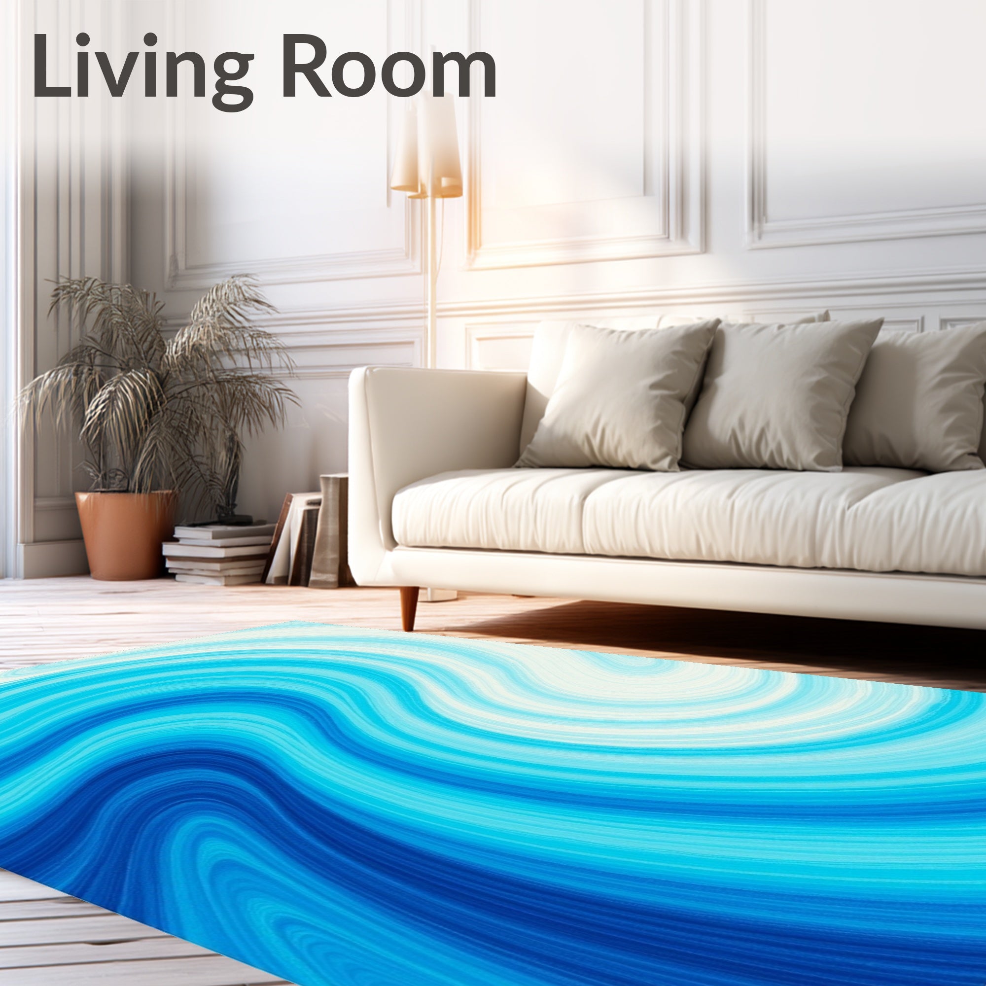 Aqua Swirl Patterned Modern Rug